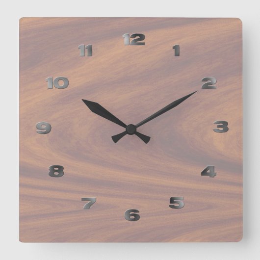 時計 – 金属の数で明るい木目 (正面)