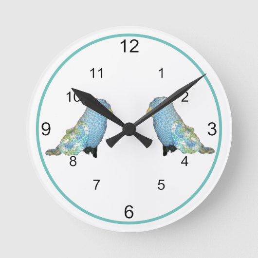 時計 – 青と緑の鳥 (正面)