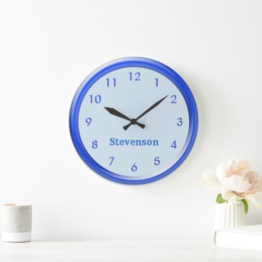 時計 – 青のフレームと数字 (ホーム)