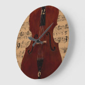 時計-音楽のコントラバス-あなたの色を選んで下さい ラージ壁時計 (傾斜)