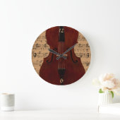 時計-音楽のコントラバス-あなたの色を選んで下さい ラージ壁時計 (ホーム)