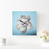 時計#1 (ShellFlowerOnBlue) RFPMDesigns ©️ 2012 スクエア壁時計 (ホーム)