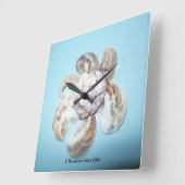 時計#1 (ShellFlowerOnBlue) RFPMDesigns ©️ 2012 スクエア壁時計 (傾斜)
