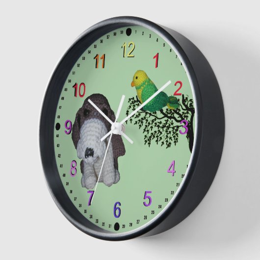 時計 – Basset hound and Bird (傾斜)