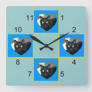 時計- Petのパッチワーク スクエア壁時計