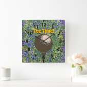 時計- T型のゴルフボール スクエア壁時計 (ホーム)