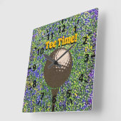 時計- T型のゴルフボール スクエア壁時計 (傾斜)