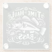 時間おもしろいから低音魚釣りボート ガラスコースター (裏面)