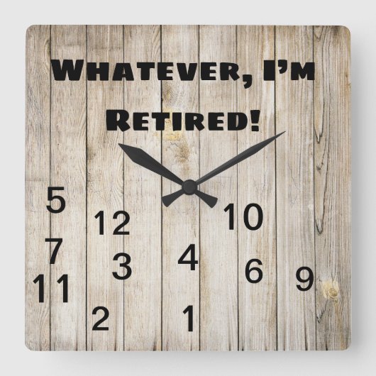 時間が必要なものは何でも俺はウッド退職しただ スクエア壁時計 (正面)