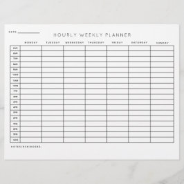 時間ごと週プランナー スケジュール 印刷シート レターヘッド