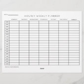 時間ごと週プランナー スケジュール 印刷シート レターヘッド (裏面)