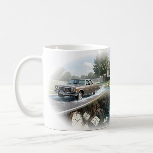 時間とお金と変化のマグカップ コーヒーマグカップ (左)