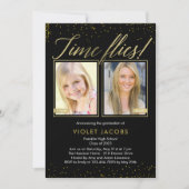 時間とともに EDITABLE COLOR 卒業おめでとう 招待状 (正面)