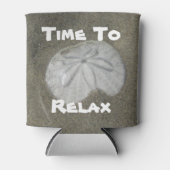 時間とドリラックスルの写真ビーチ休暇 缶クーラー (正面)