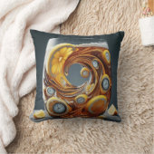 時間とレモンの渦巻きアートピロー クッション (ブランケット)