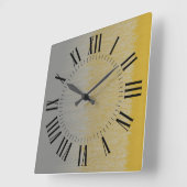 時間と分のマーカー、黒の金ゴールドとシルバー スクエア壁時計 (傾斜)