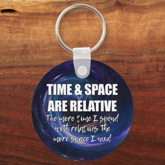時間と宇宙家族おもしろい科学引用文 キーホルダー (正面)