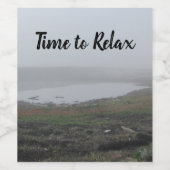 時間にリラックスビーチの風景の霧の朝の霧 ワインラベル (シングルラベル)