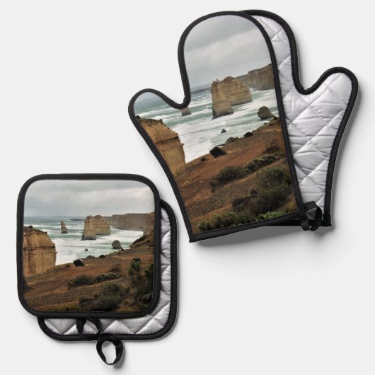 時間に対する波 – 素晴らし海路 鍋つかみ&鍋敷きセット (正面/裏面)