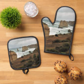 時間に対する波 – 素晴らし海路 鍋つかみ&鍋敷きセット (トップダウン)