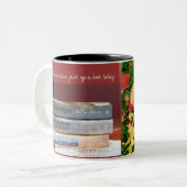 時間に落として下さい、本を今日取って下さい ツートーンマグカップ (正面左)