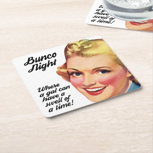 時間のおもしろいなBuncoプレーヤーのうねり スクエアペーパーコースター (アングル)