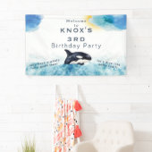 時間のホエールオルカ誕生日パーティー歓迎バナー 横断幕 (インサイチュ)