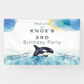 時間のホエールオルカ誕生日パーティー歓迎バナー 横断幕 (横)