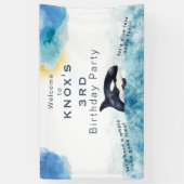 時間のホエールオルカ誕生日パーティー歓迎バナー 横断幕 (縦)