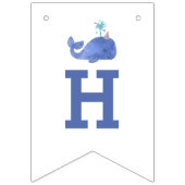 時間のホエールキュートパーティーハットホワイト誕生日 バンティングフラッグ (第2の旗)