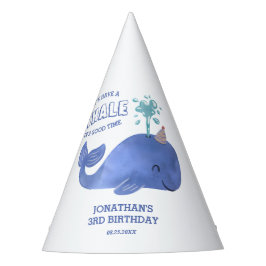 時間のホエールキュートパーティーハットホワイト誕生日 パーティーハット