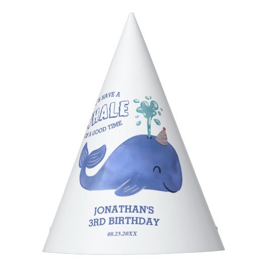 時間のホエールキュートパーティーハットホワイト誕生日 パーティーハット (正面)