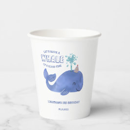 時間のホエールキュートパーティーハットホワイト誕生日 紙コップ
