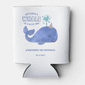 時間のホエールキュートパーティーハットホワイト誕生日 缶クーラー (正面)