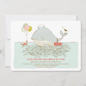 時間のホエールベイビーシャワーサマープールパーティー 招待状 (正面)