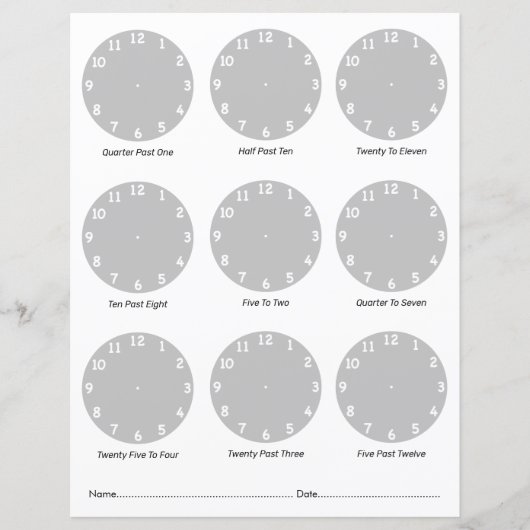 時間のワークシートを表示する (正面)