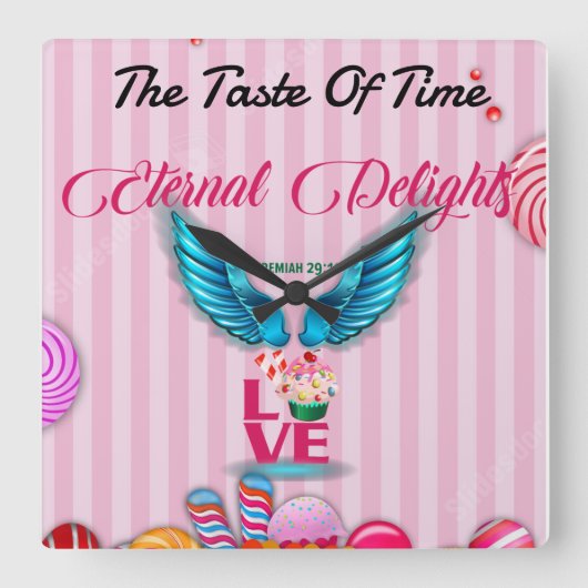 「時間の味」 スクエア壁時計 (正面)