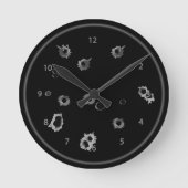 時間の射撃の穴の柱時計を殺して下さい ラウンド壁時計 (正面)