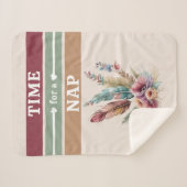 時間の昼寝追加イニシャル花 シェルパブランケット (正面(横))