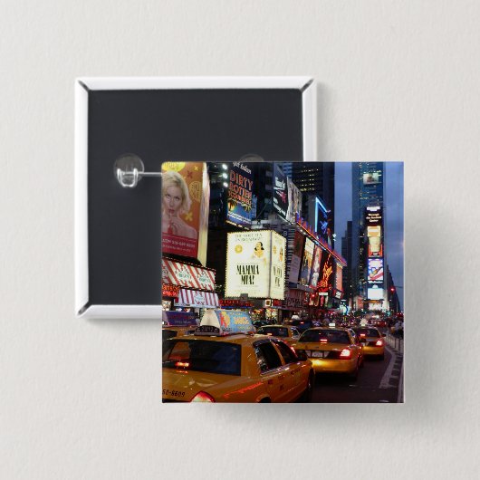 時間の正方形のタクシー 缶バッジ (正面&裏面)