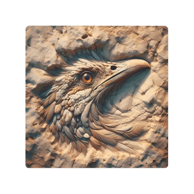 時間の砂浜を飛ぶ – 抽象芸術アート メタルプリント (正面)