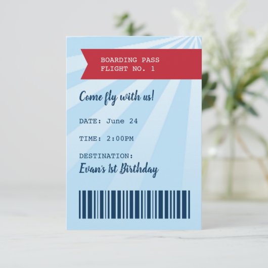 時間の翼 航空機 誕生日 挿入 招待状 (スタンド正面)