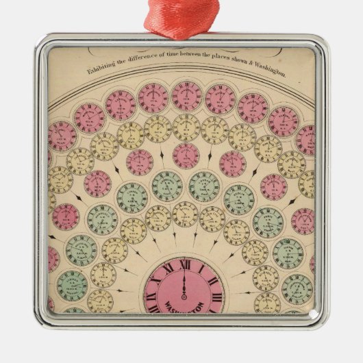 時間の違いを示す図 メタルオーナメント (正面)