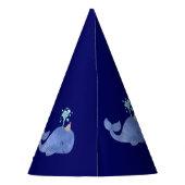 時間の鯨かわいいパーティーハットネイビー誕生日 パーティーハット (裏面)