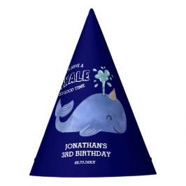 時間の鯨かわいいパーティーハットネイビー誕生日 パーティーハット