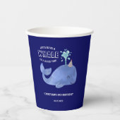 時間の鯨かわいいパーティーハットネイビー誕生日 紙コップ (正面)