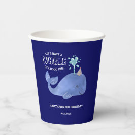 時間の鯨かわいいパーティーハットネイビー誕生日 紙コップ