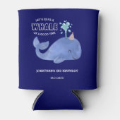 時間の鯨かわいいパーティーハットネイビー誕生日 缶クーラー (正面)