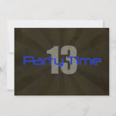 時間の黒い灰色の男の子の第13誕生日の招待状をパーティを楽しんで下さい 招待状 (正面)