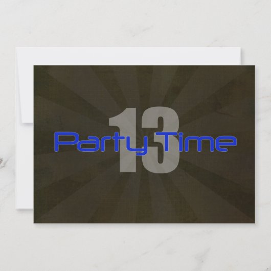 時間の黒い灰色の男の子の第13誕生日の招待状をパーティを楽しんで下さい 招待状 (正面)